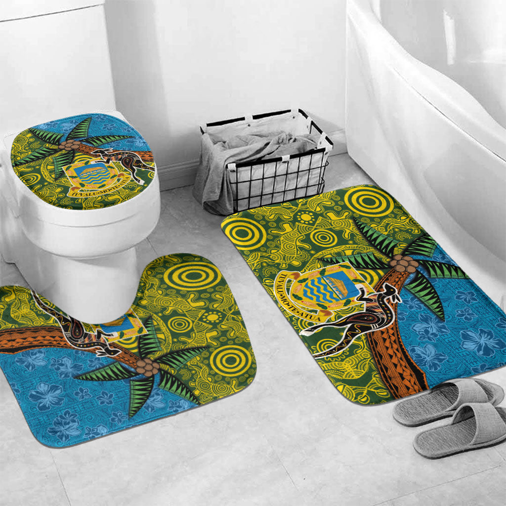 Tuvalu and Australia Together Bathroom Set Tapa Pattern and Aboriginal mix Culture