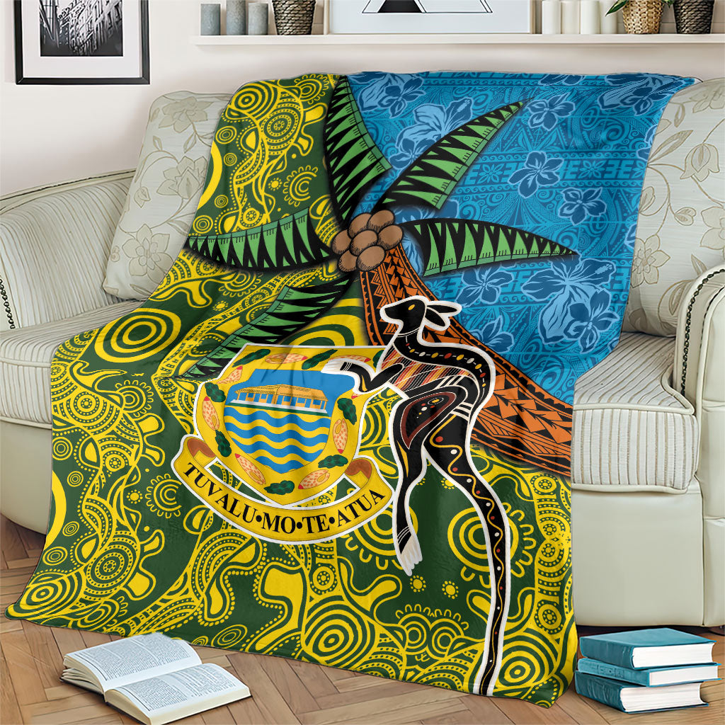 Tuvalu and Australia Together Blanket Tapa Pattern and Aboriginal mix Culture
