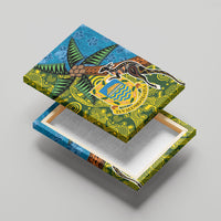 Tuvalu and Australia Together Canvas Wall Art Tapa Pattern and Aboriginal mix Culture