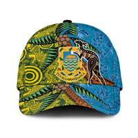 Tuvalu and Australia Together Classic Cap Tapa Pattern and Aboriginal mix Culture