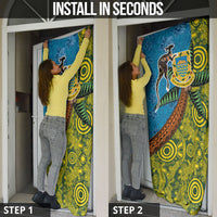Tuvalu and Australia Together Door Cover Tapa Pattern and Aboriginal mix Culture