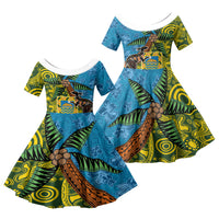 Tuvalu and Australia Together Family Matching Summer Maxi Dress and Hawaiian Shirt Tapa Pattern and Aboriginal mix Culture