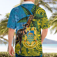 Tuvalu and Australia Together Hawaiian Shirt Tapa Pattern and Aboriginal mix Culture