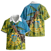 Tuvalu and Australia Together Kid Hawaiian Shirt Tapa Pattern and Aboriginal mix Culture