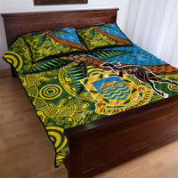 Tuvalu and Australia Together Quilt Bed Set Tapa Pattern and Aboriginal mix Culture