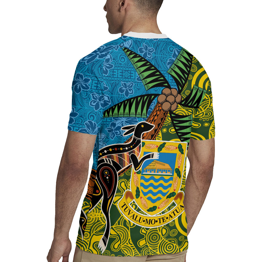 Tuvalu and Australia Together Rugby Jersey Tapa Pattern and Aboriginal mix Culture