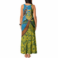 Tuvalu and Australia Together Tank Maxi Dress Tapa Pattern and Aboriginal mix Culture