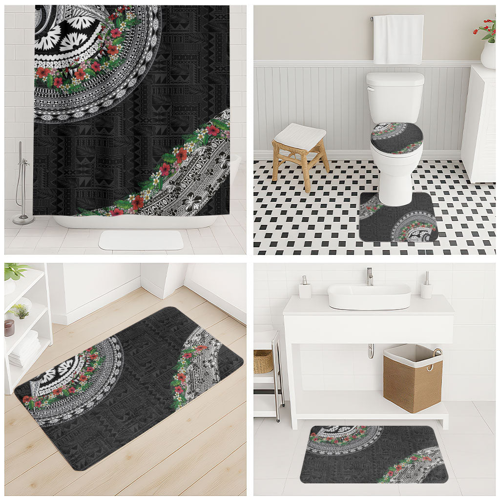 Fiji Hibiscus Bathroom Set Tapa Masi Motifs with Tropical Plants