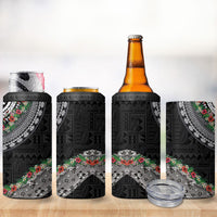Fiji Hibiscus 4 in 1 Can Cooler Tumbler Tapa Masi Motifs with Tropical Plants
