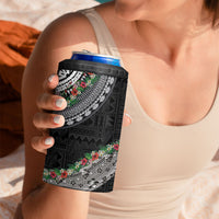 Fiji Hibiscus 4 in 1 Can Cooler Tumbler Tapa Masi Motifs with Tropical Plants
