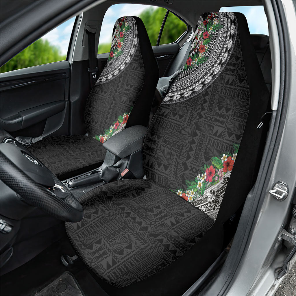 Fiji Hibiscus Car Seat Cover Tapa Masi Motifs with Tropical Plants