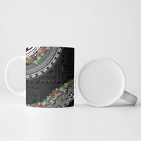 Fiji Hibiscus Ceramic Mug Tapa Masi Motifs with Tropical Plants