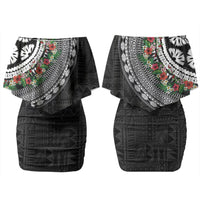 Fiji Hibiscus Couples Matching Off Shoulder Short Dress and Long Sleeve Button Shirt Tapa Masi Motifs with Tropical Plants