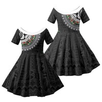 Fiji Hibiscus Family Matching Long Sleeve Bodycon Dress and Hawaiian Shirt Tapa Masi Motifs with Tropical Plants