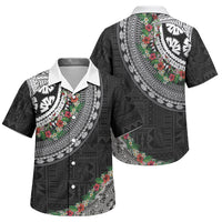 Fiji Hibiscus Family Matching Off The Shoulder Long Sleeve Dress and Hawaiian Shirt Tapa Masi Motifs with Tropical Plants