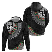 Fiji Hibiscus Hoodie Tapa Masi Motifs with Tropical Plants