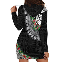 Fiji Hibiscus Hoodie Dress Tapa Masi Motifs with Tropical Plants