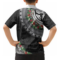 Fiji Hibiscus Kid Hawaiian Shirt Tapa Masi Motifs with Tropical Plants