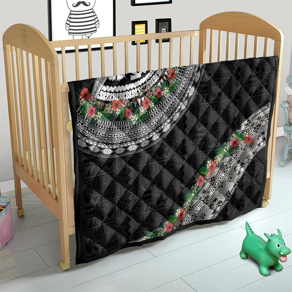 Fiji Hibiscus Quilt Tapa Masi Motifs with Tropical Plants