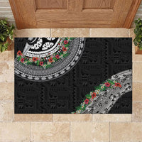 Fiji Hibiscus Rubber Doormat Tapa Masi Motifs with Tropical Plants