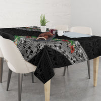 Fiji Hibiscus Tablecloth Tapa Masi Motifs with Tropical Plants
