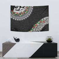 Fiji Hibiscus Tapestry Tapa Masi Motifs with Tropical Plants