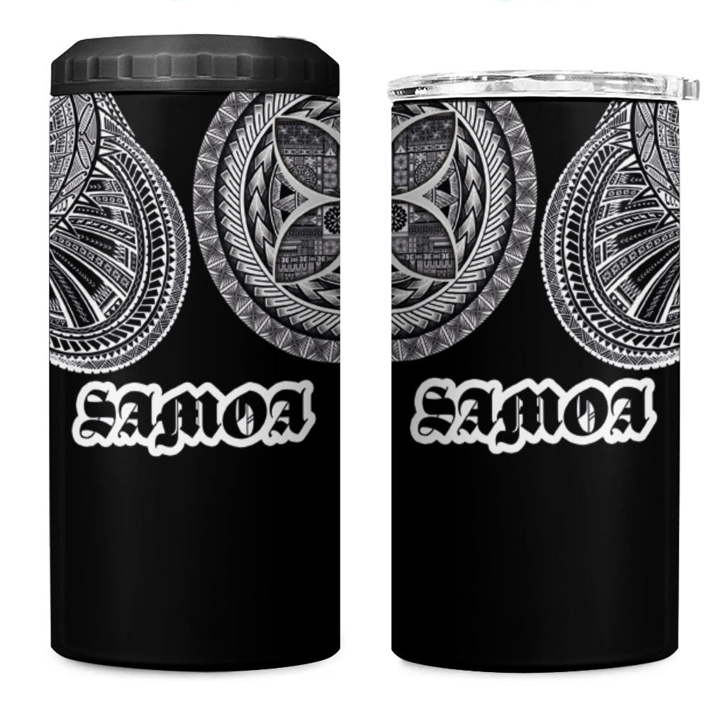 Samoa Traditional Tattoo 4 in 1 Can Cooler Tumbler Tribal Tatau Pattern