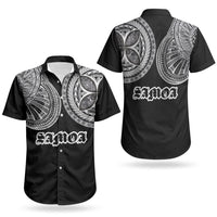 Samoa Traditional Tattoo Couples Matching Off The Shoulder Long Sleeve Dress and Hawaiian Shirt Tribal Tatau Pattern