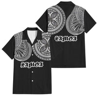 Samoa Traditional Tattoo Family Matching Off Shoulder Maxi Dress and Hawaiian Shirt Tribal Tatau Pattern