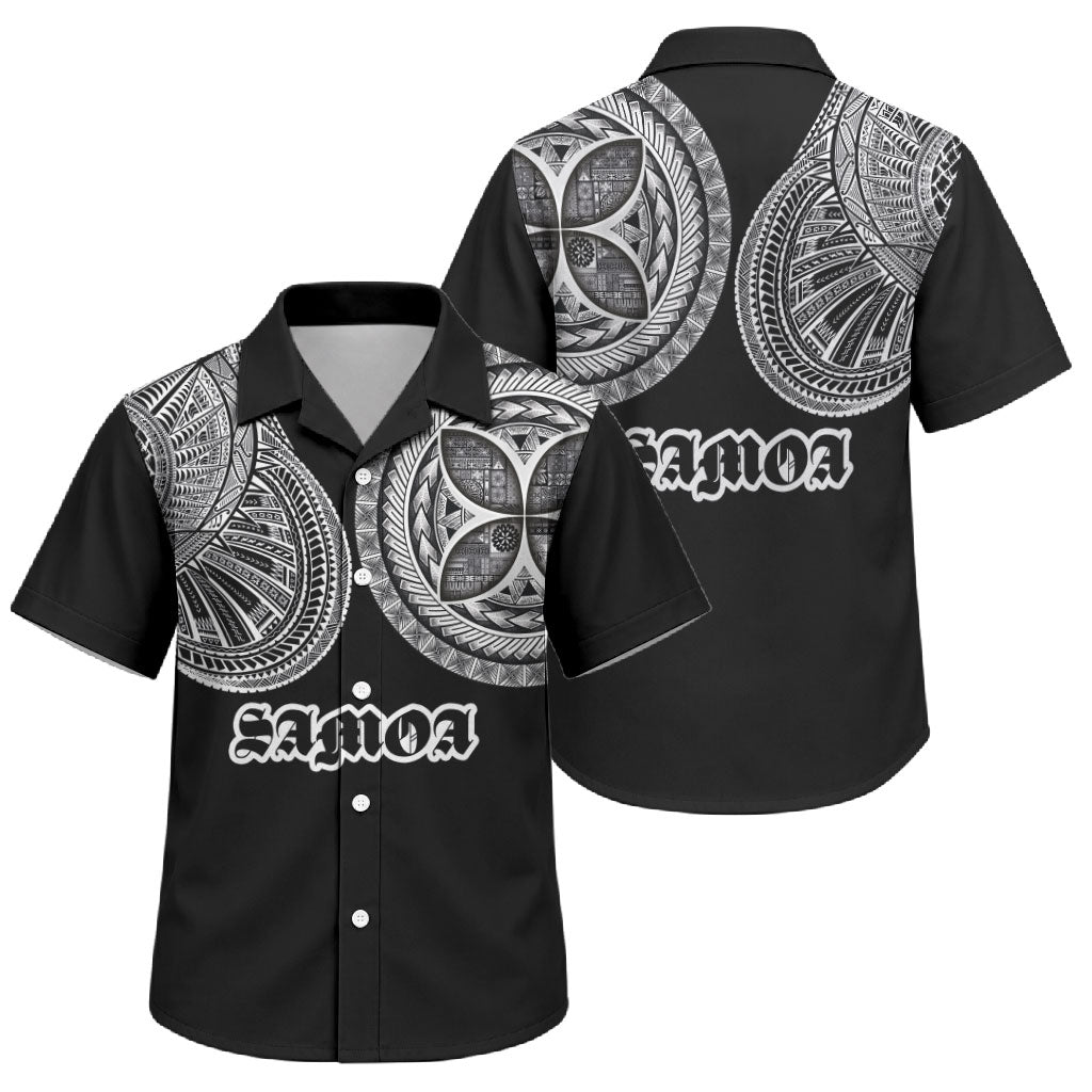 Samoa Traditional Tattoo Family Matching Off Shoulder Maxi Dress and Hawaiian Shirt Tribal Tatau Pattern