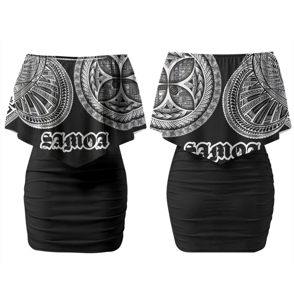 Samoa Traditional Tattoo Family Matching Off Shoulder Short Dress and Hawaiian Shirt Tribal Tatau Pattern