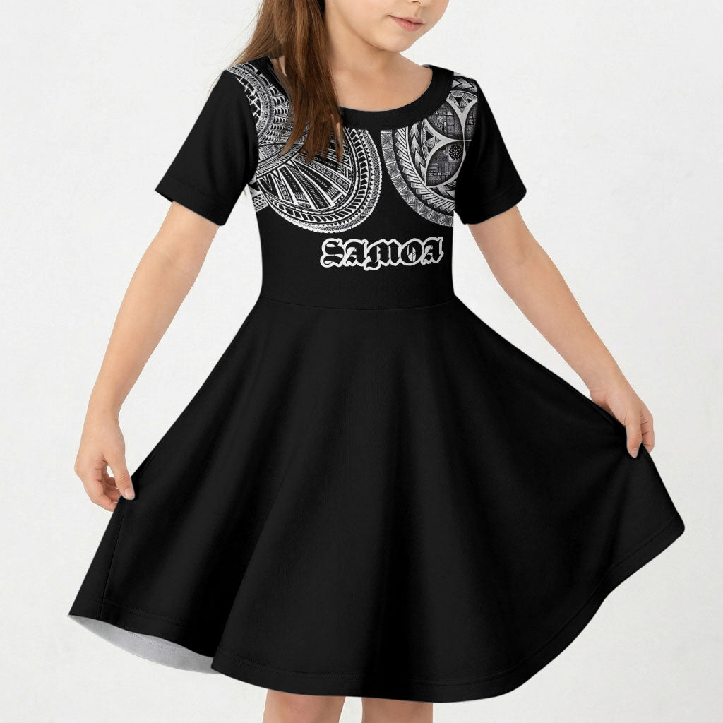 Samoa Traditional Tattoo Kid Short Sleeve Dress Tribal Tatau Pattern