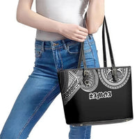 Samoa Traditional Tattoo Leather Tote Bag Tribal Tatau Pattern