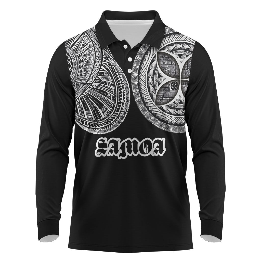 Samoa Traditional Tattoo Long Sleeve Polo Shirt Tribal Tatau Pattern