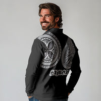 Samoa Traditional Tattoo Long Sleeve Polo Shirt Tribal Tatau Pattern
