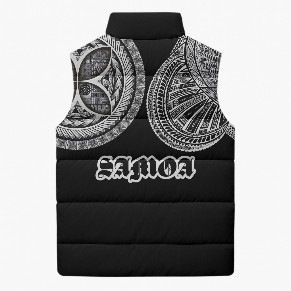Samoa Traditional Tattoo Sleeveless Puffer Jacket Tribal Tatau Pattern