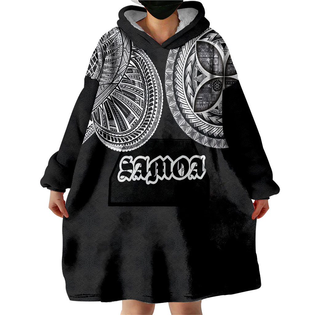 Samoa Traditional Tattoo Wearable Blanket Hoodie Tribal Tatau Pattern