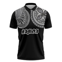 Samoa Traditional Tattoo Zipper Polo Shirt Tribal Tatau Pattern