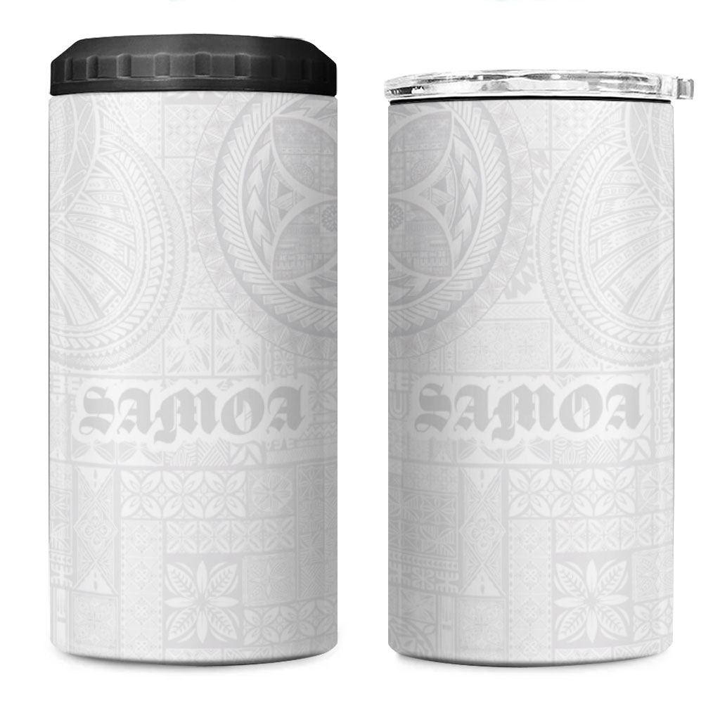 Samoa Lotu Tamaiti 4 in 1 Can Cooler Tumbler Tribal Tatau with Siapo Pattern LT03 One Size: 16 oz White - Polynesian Pride