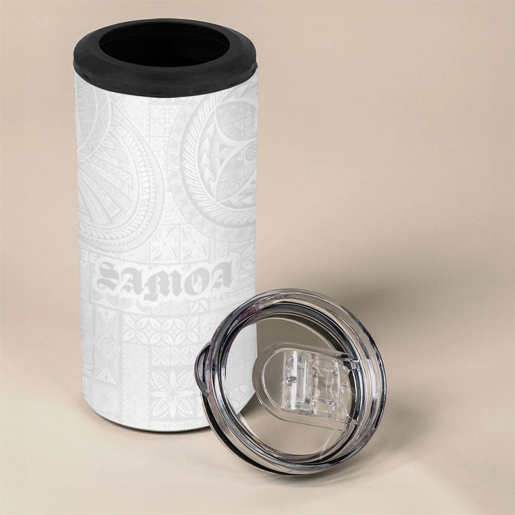 Samoa Lotu Tamaiti 4 in 1 Can Cooler Tumbler Tribal Tatau with Siapo Pattern