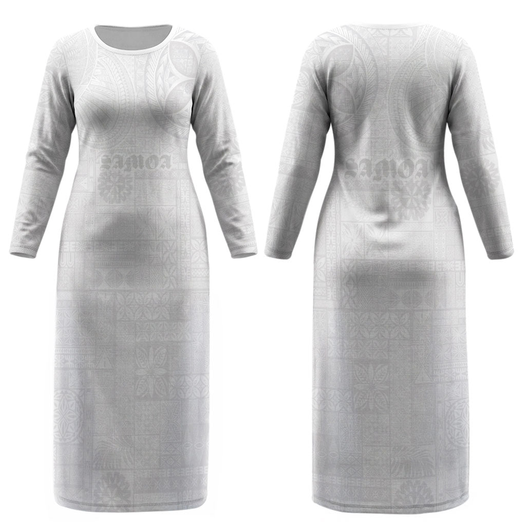 Samoa Lotu Tamaiti Couples Matching Long Sleeve Bodycon Dress and Hawaiian Shirt Tribal Tatau with Siapo Pattern