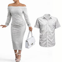 Samoa Lotu Tamaiti Couples Matching Off The Shoulder Long Sleeve Dress and Hawaiian Shirt Tribal Tatau with Siapo Pattern