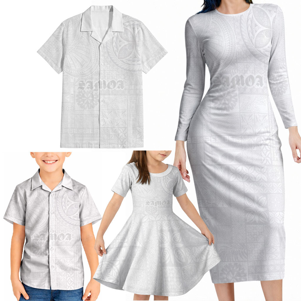 Samoa Lotu Tamaiti Family Matching Long Sleeve Bodycon Dress and Hawaiian Shirt Tribal Tatau with Siapo Pattern