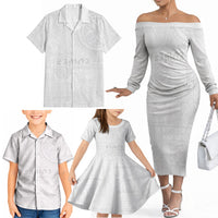 Samoa Lotu Tamaiti Family Matching Off The Shoulder Long Sleeve Dress and Hawaiian Shirt Tribal Tatau with Siapo Pattern