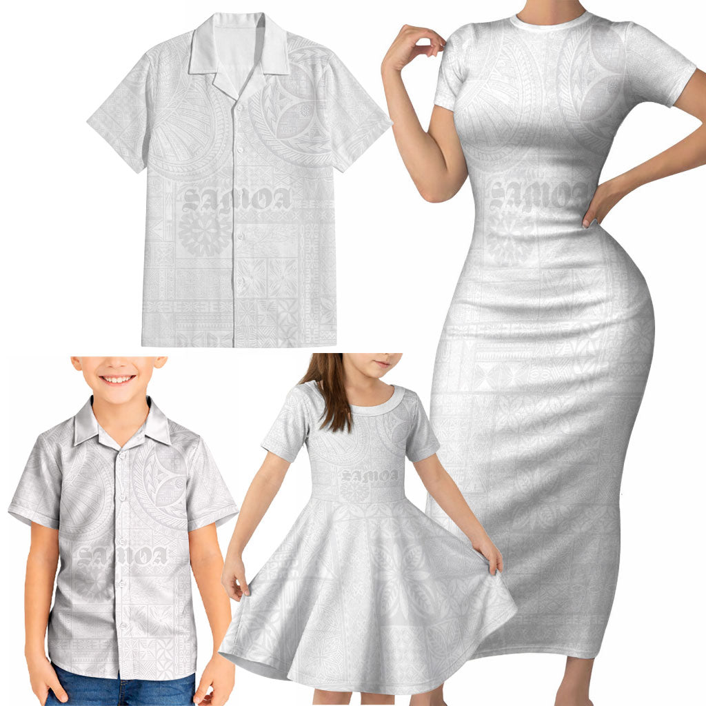 Samoa Lotu Tamaiti Family Matching Short Sleeve Bodycon Dress and Hawaiian Shirt Tribal Tatau with Siapo Pattern
