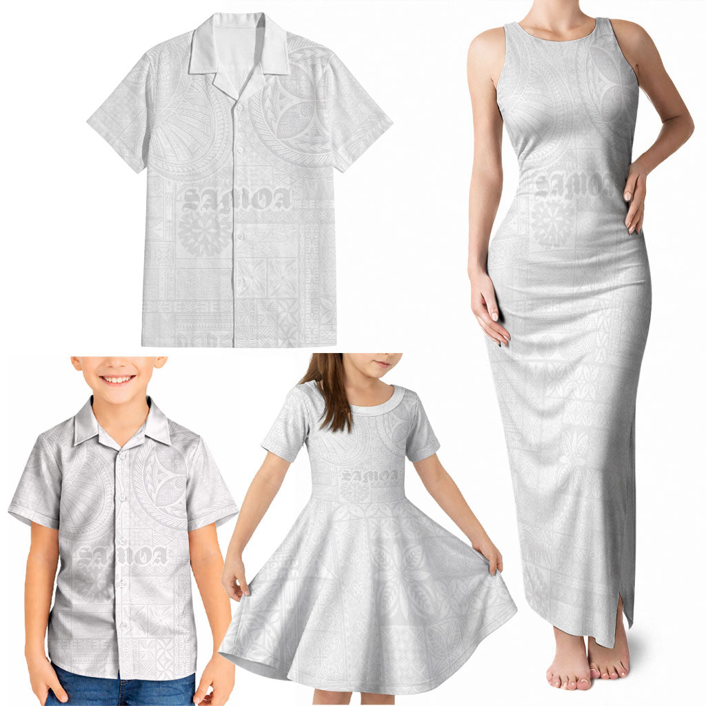 Samoa Lotu Tamaiti Family Matching Tank Maxi Dress and Hawaiian Shirt Tribal Tatau with Siapo Pattern