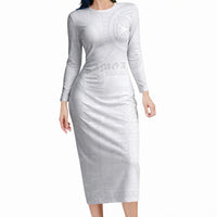 Samoa Lotu Tamaiti Long Sleeve Bodycon Dress Tribal Tatau with Siapo Pattern