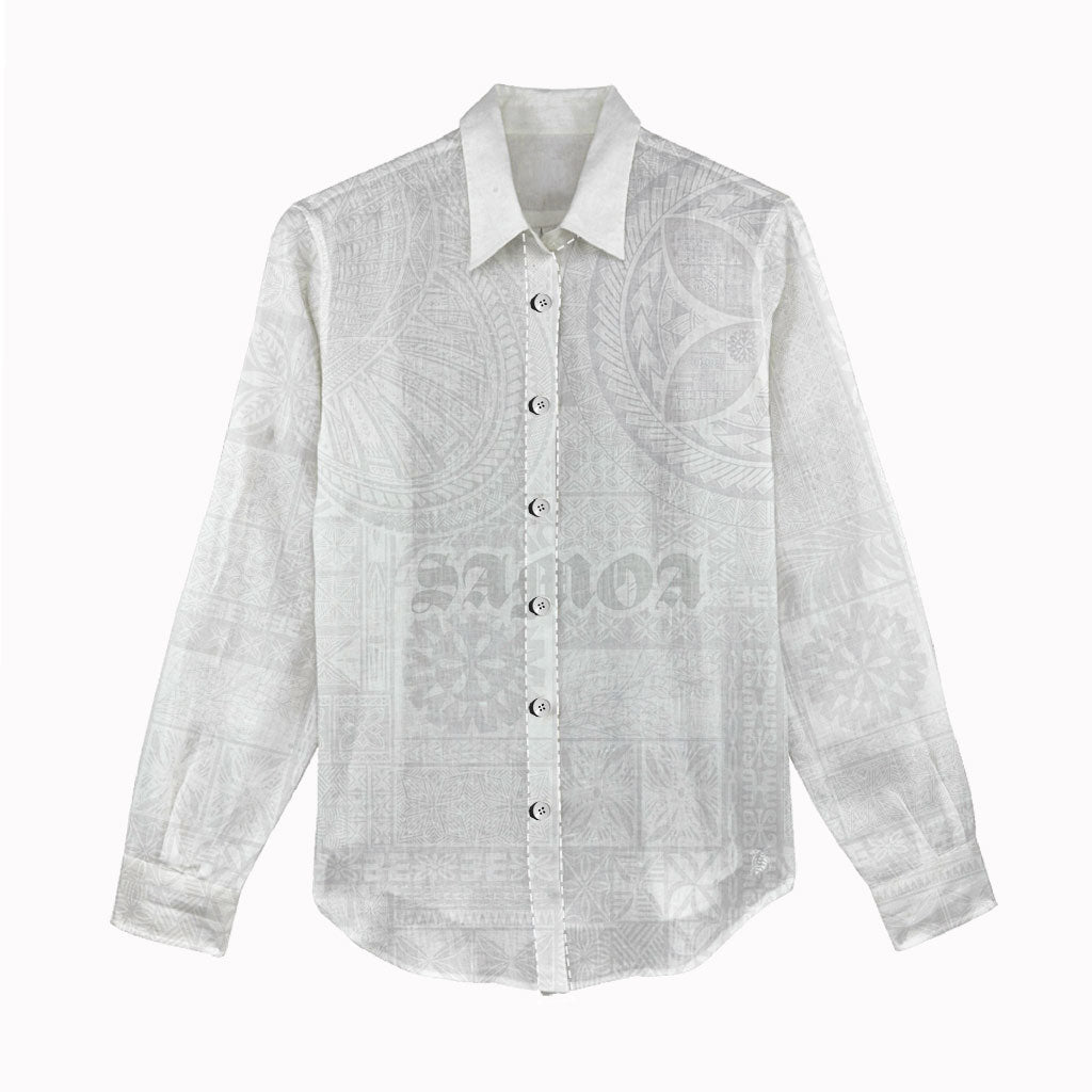 Samoa Lotu Tamaiti Women Casual Shirt Tribal Tatau with Siapo Pattern