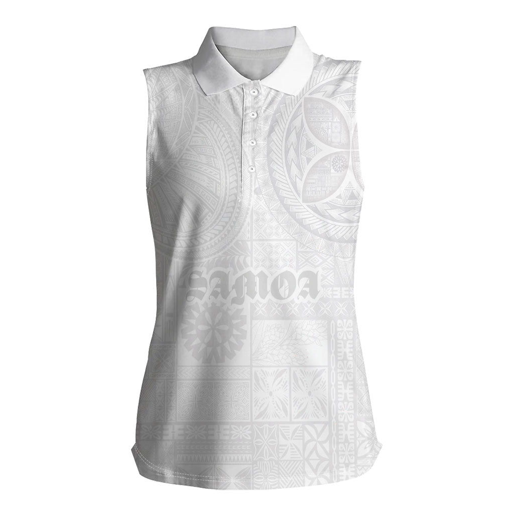 Samoa Lotu Tamaiti Women Sleeveless Polo Shirt Tribal Tatau with Siapo Pattern