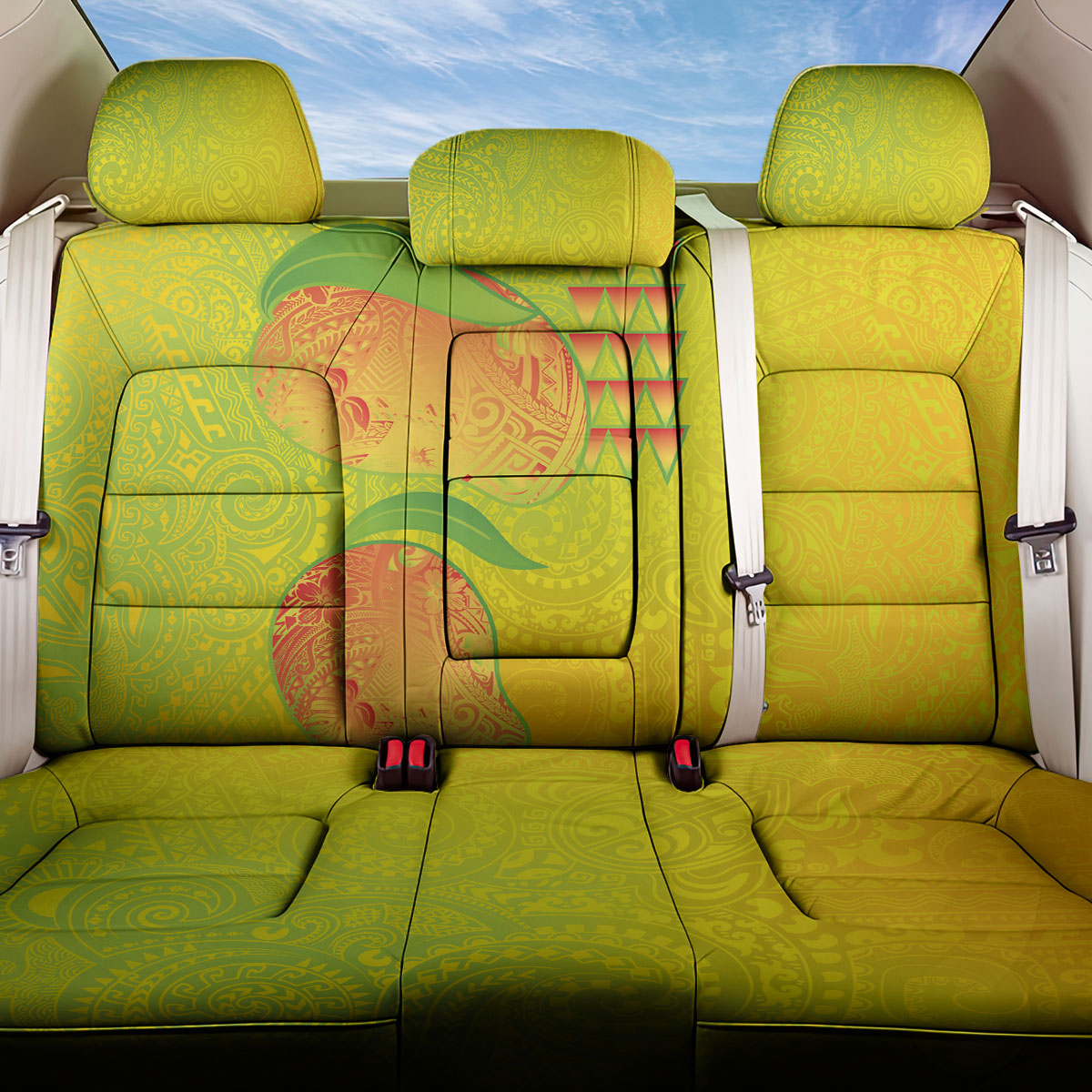 Hawaiian Mango Back Car Seat Cover Polynesian Art Pattern and Kakau Tattoo